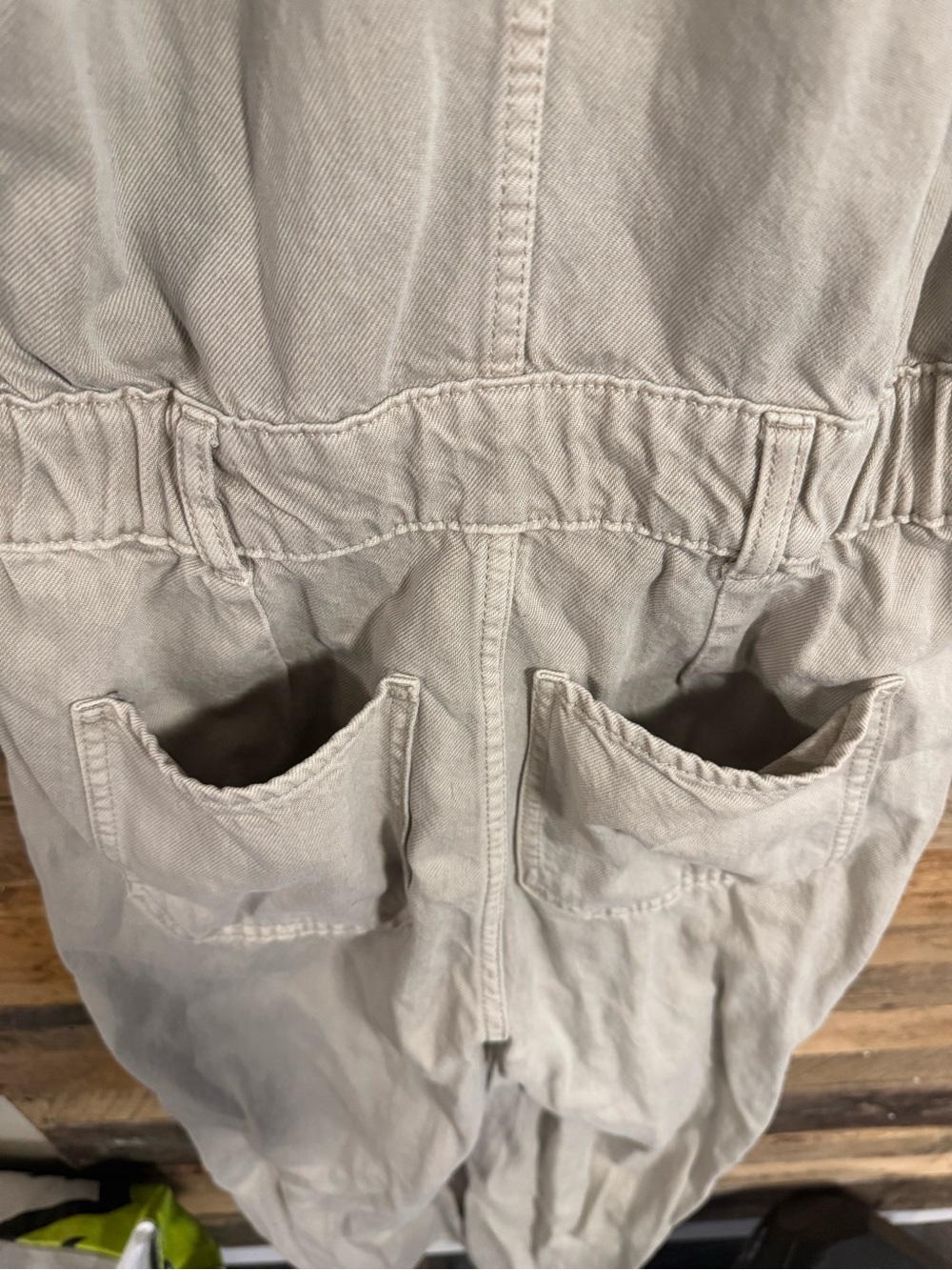 Beige Denim Jumpsuit with Button Front - Picture 5 of 5